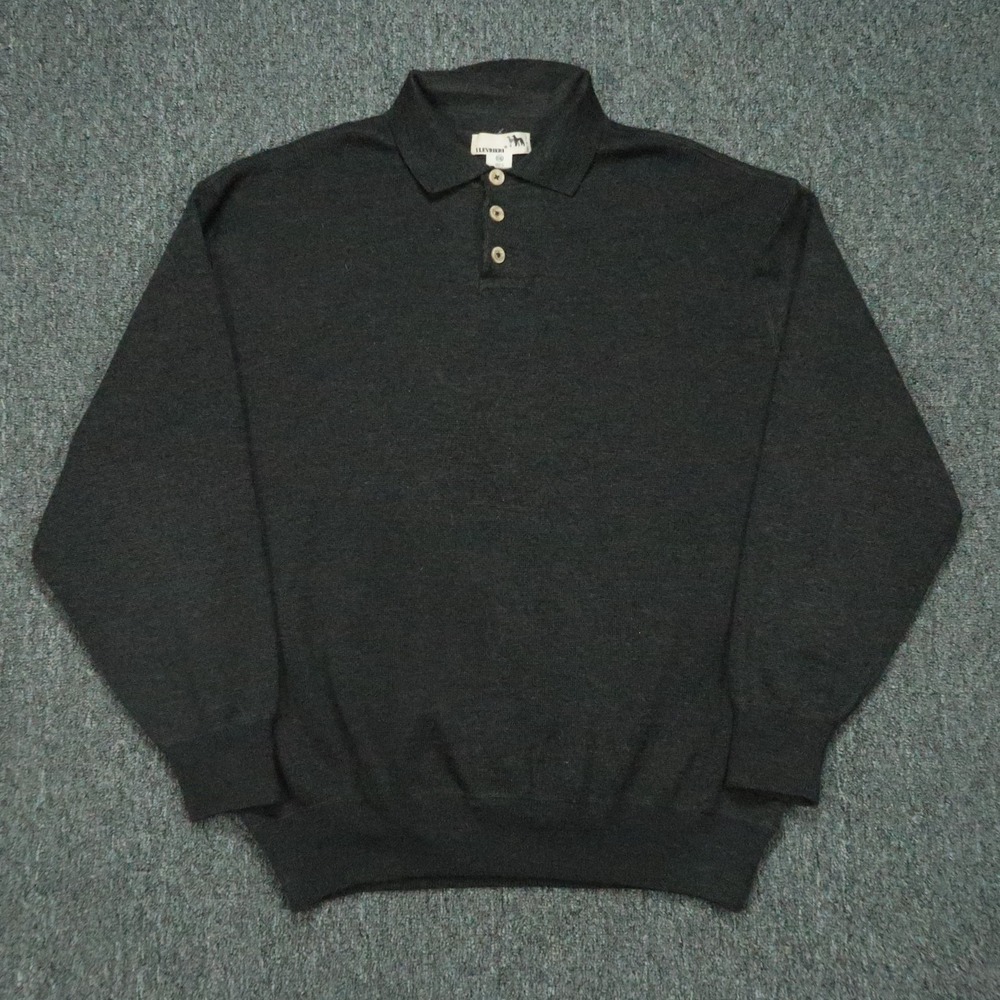 I Levrieri Sweater Mens XXL Charcoal Gray Merino Wool Pullover Collar Italy 2XL